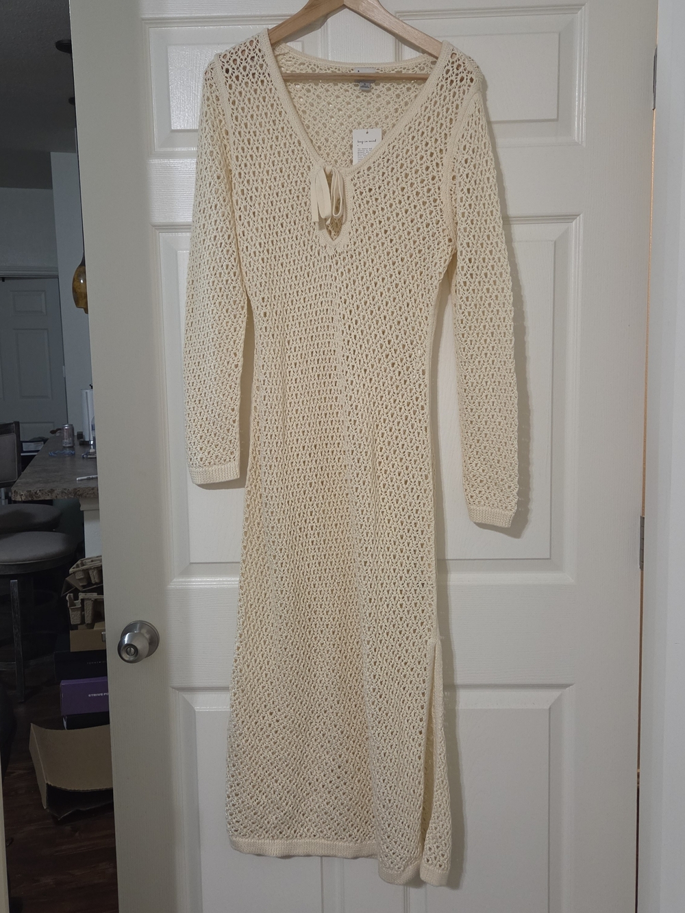 Target Cream Crochet Tie-Front Maxi Dress